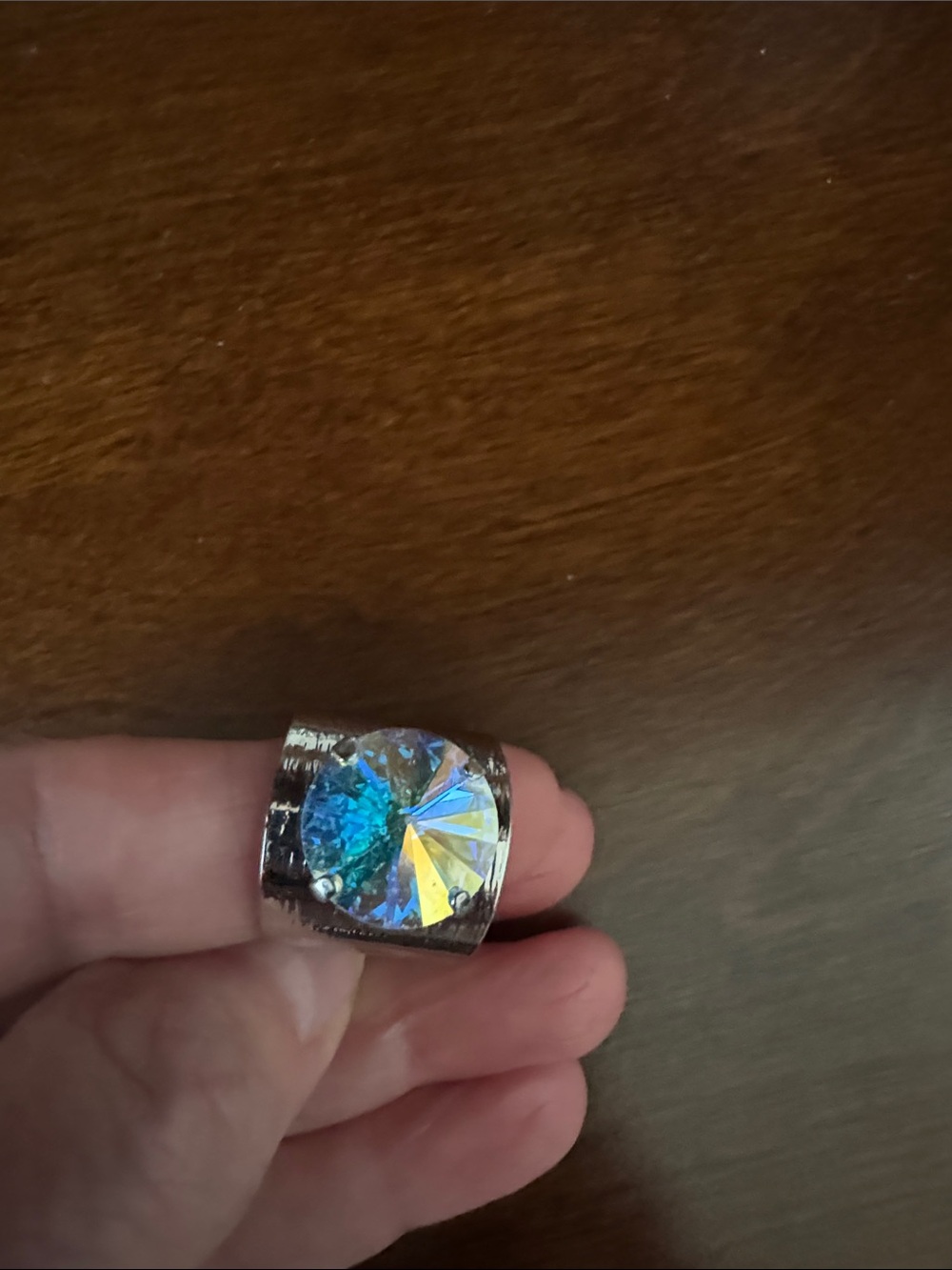 Sabika Iridescent Crystal Statement Ring - Blue and Yellow Flash